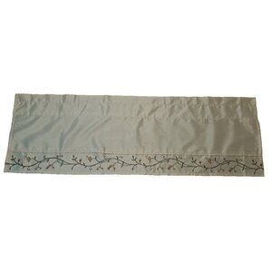 Embroidered Floral Curtain Valance Sateen Beige Cottage Contemporary 53x17.5